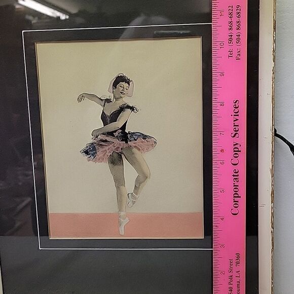 VINTAGE ORIGINAL COLORED LITHOGTAPHY LITHO PRINT FRAMED  BALLERINA - Picture 6 of 6